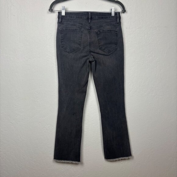 Free People 26 High-Rise Cropped Raw Hem Straight Leg Jeans Gray Black Wash - Picture 3 of 5